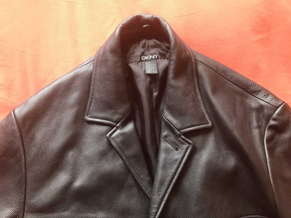 DKNY Slim fitting leather coat - image 2
