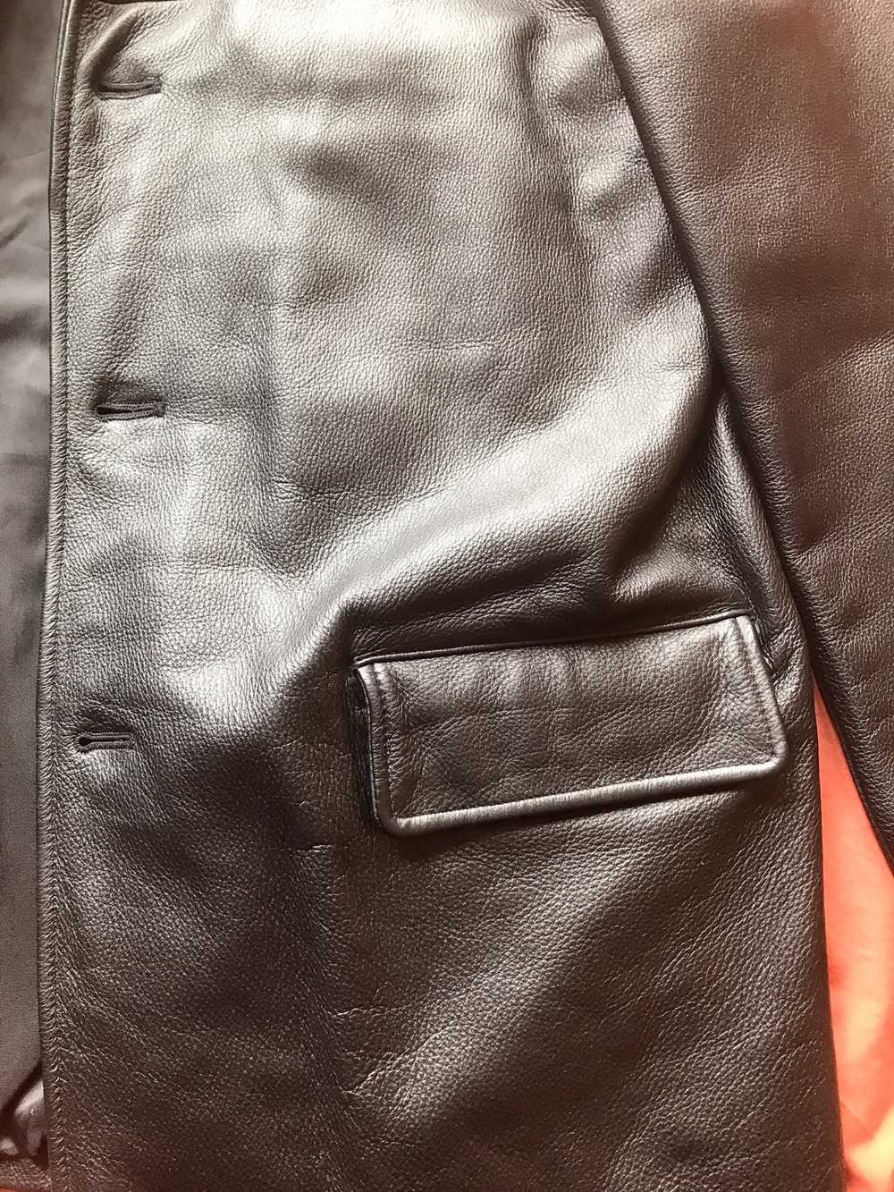 DKNY Slim fitting leather coat - image 4