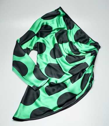 Vtg Emanuel Ungaro Green Polka Dot Silk Blouse As… - image 1