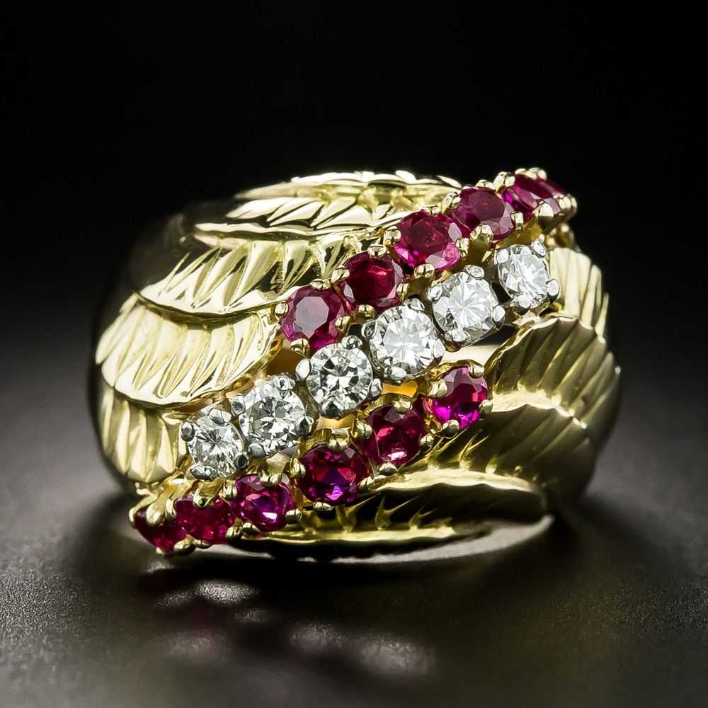 Estate Ruby and Diamond Cocktail Ring - image 1