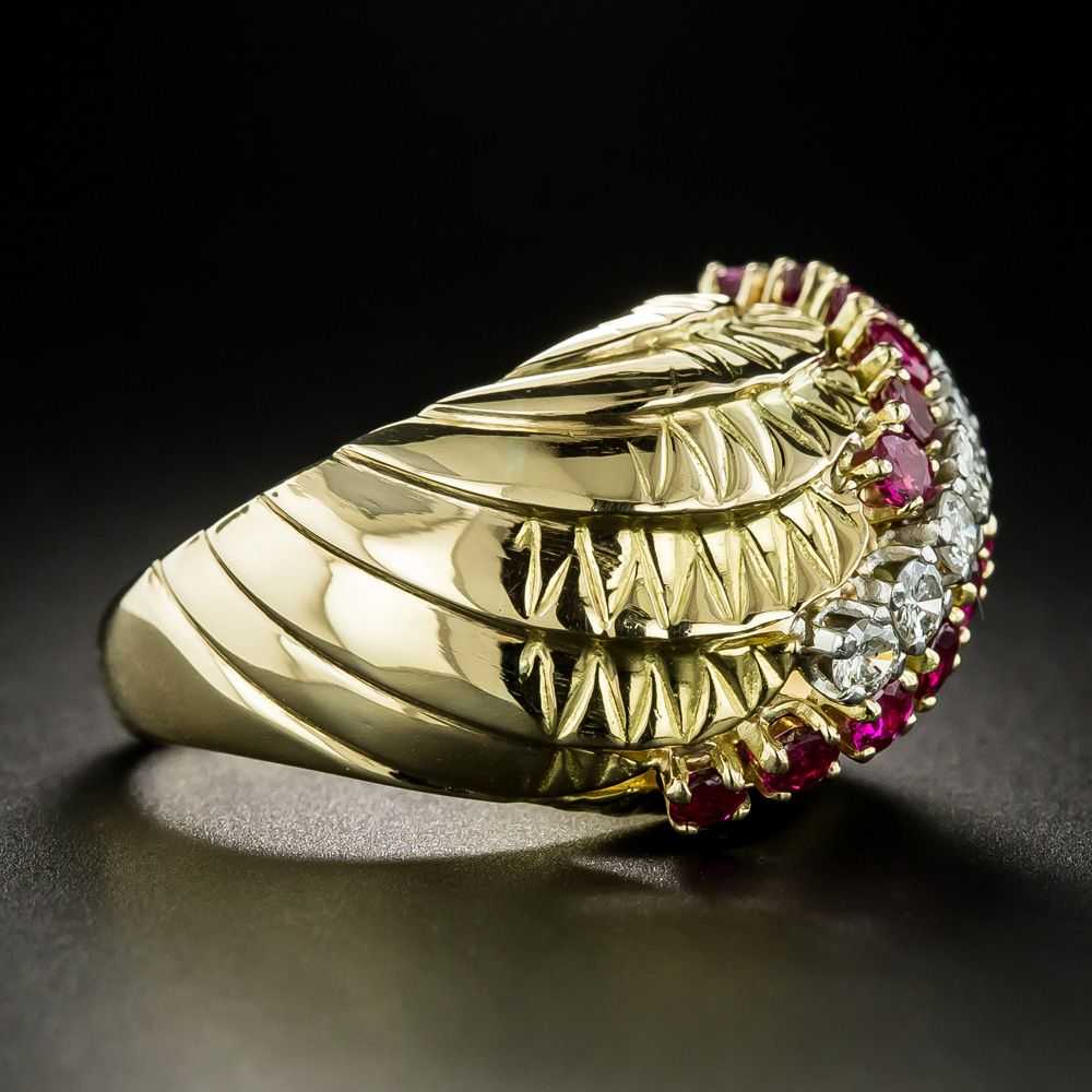Estate Ruby and Diamond Cocktail Ring - image 2