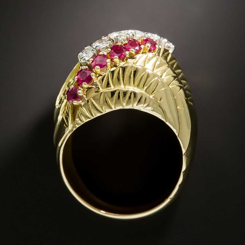 Estate Ruby and Diamond Cocktail Ring - image 3