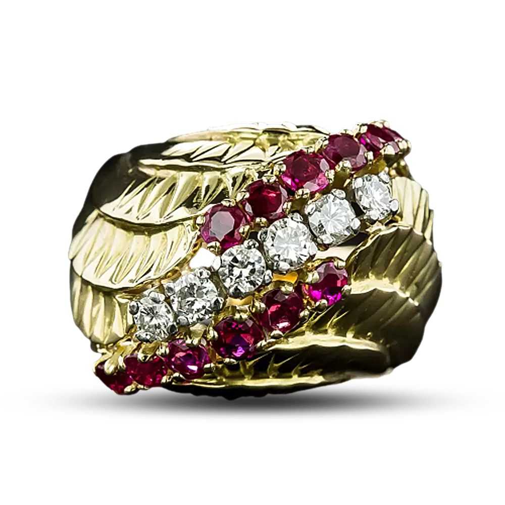 Estate Ruby and Diamond Cocktail Ring - image 4