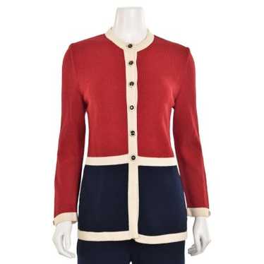 St. John Collection Red/Navy/Ivory Colorblock Car… - image 1