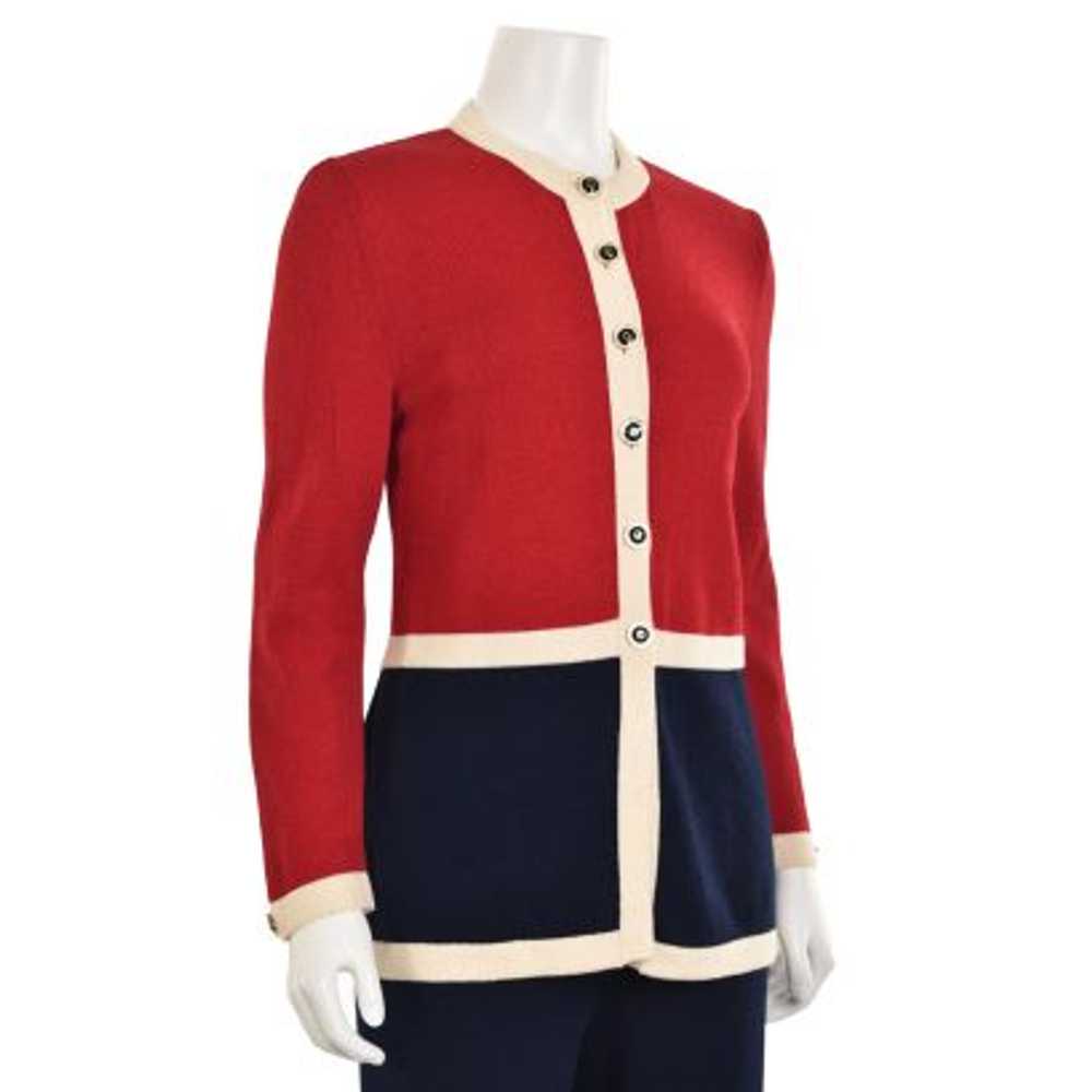 St. John Collection Red/Navy/Ivory Colorblock Car… - image 3