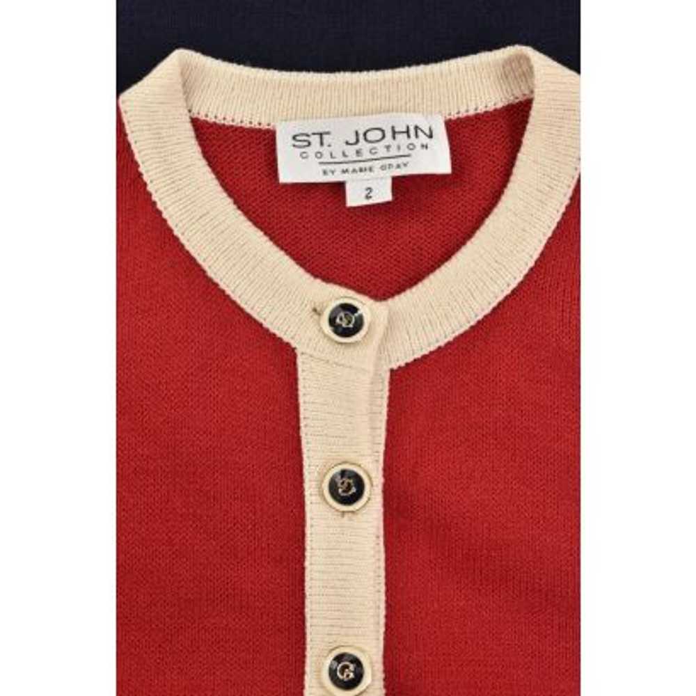 St. John Collection Red/Navy/Ivory Colorblock Car… - image 5