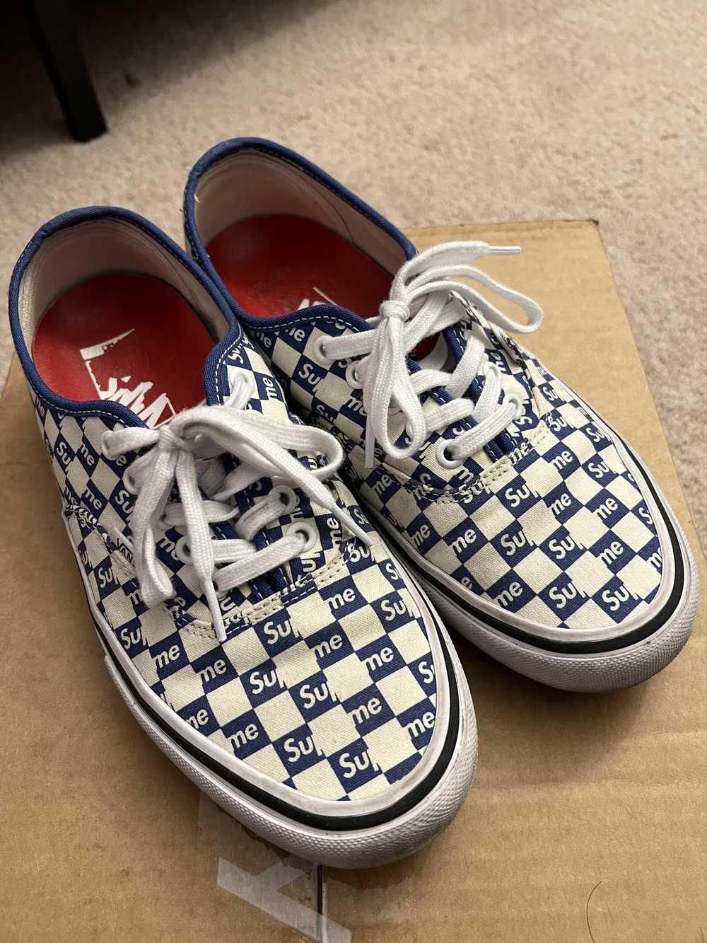 Supreme × Vans Vans Authentic Supreme Blue Checke… - image 2