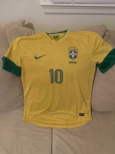 Nike Authentic Nike Dri-Fit #10 Brazil Soccer Jers