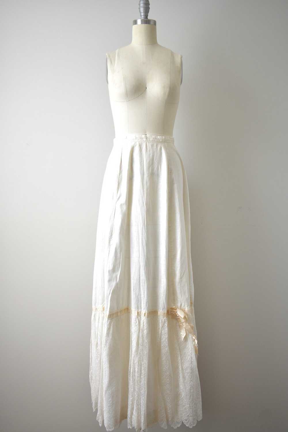 1890s-1900 White Cotton Eyelet Petticoat - image 1