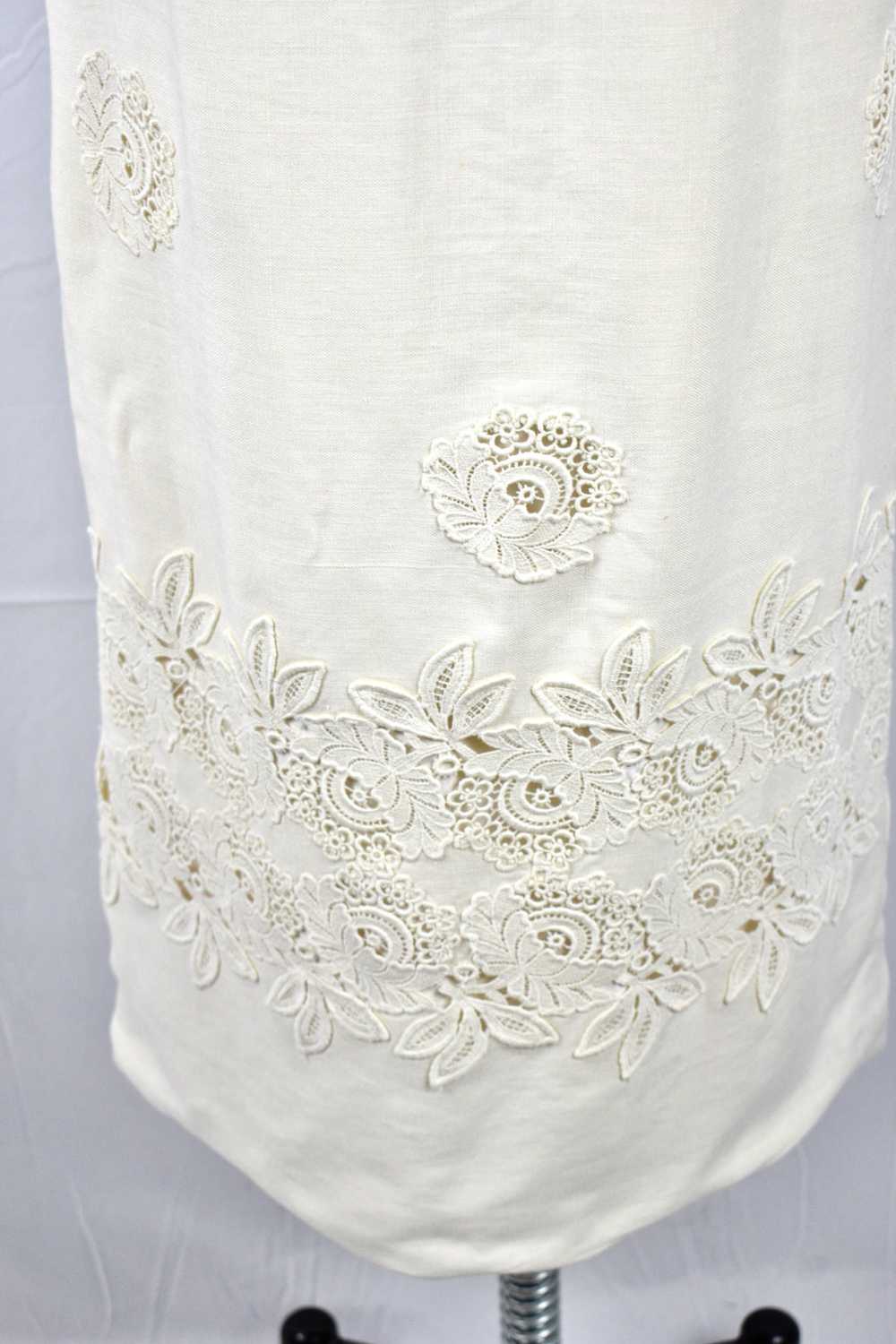 Elegant 1960's Empire Waist Ivory Linen Wedding G… - image 10