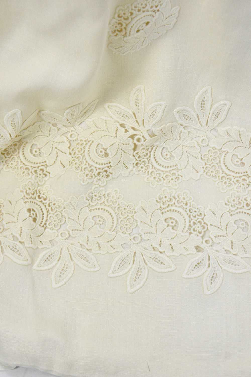 Elegant 1960's Empire Waist Ivory Linen Wedding G… - image 12