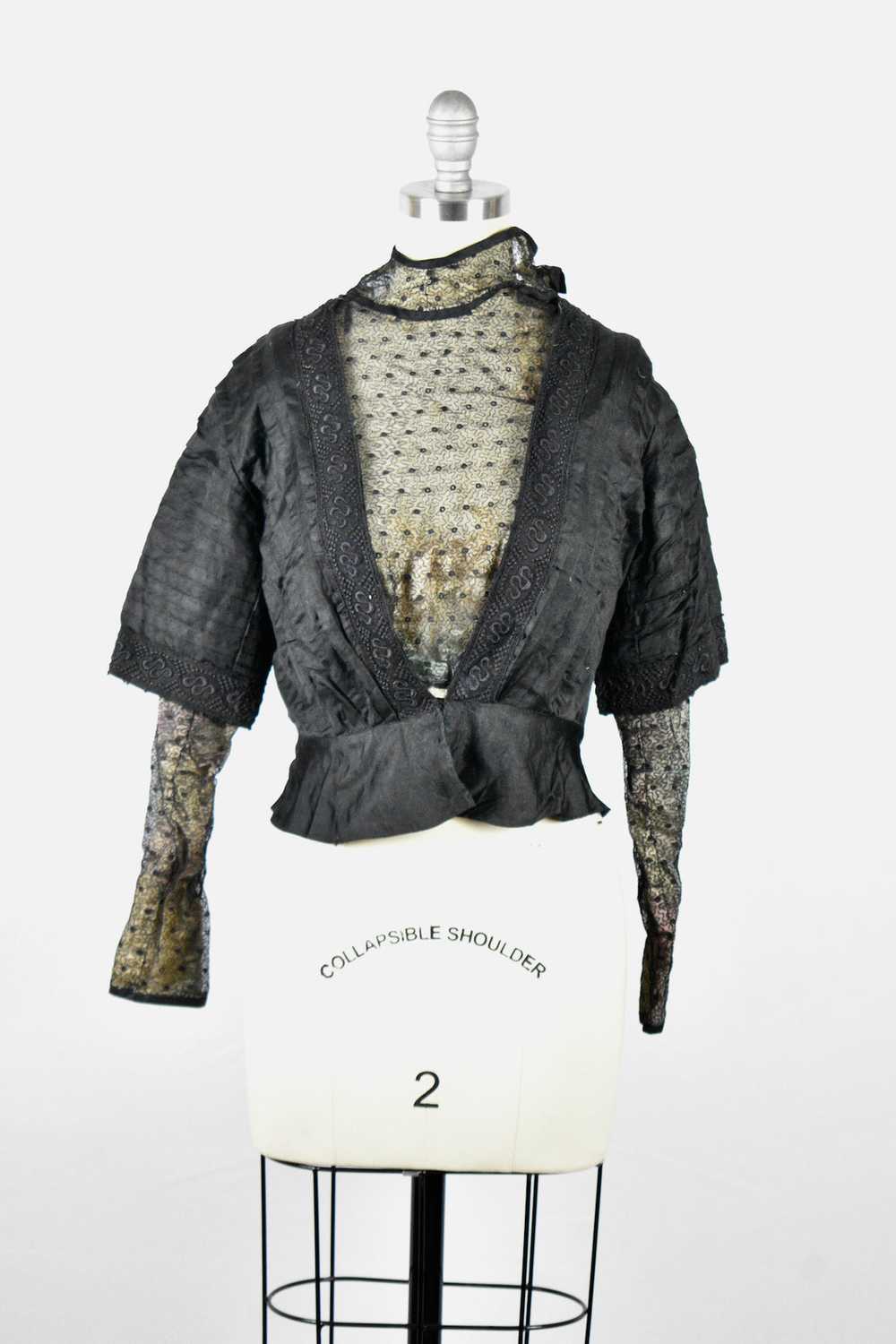 Vintage Antique Victorian Black Lace Blouse - image 2