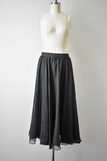 Vintage 1970s Flowy Black Skirt - image 1