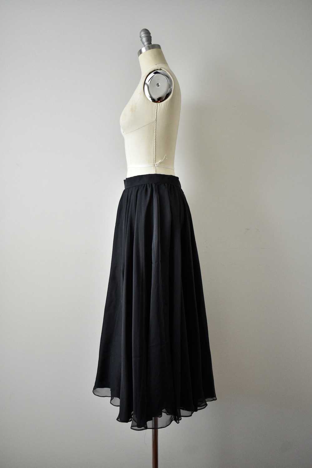 Vintage 1970s Flowy Black Skirt - image 2