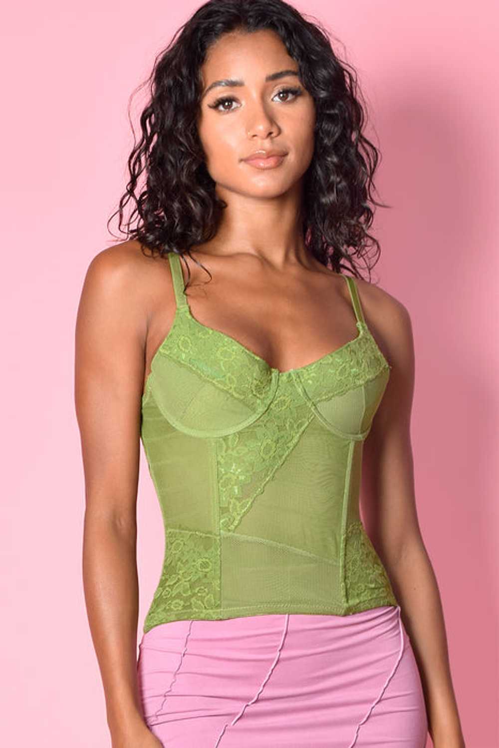 Deadstock Tell Me Lies Lace Corset - Green - image 2