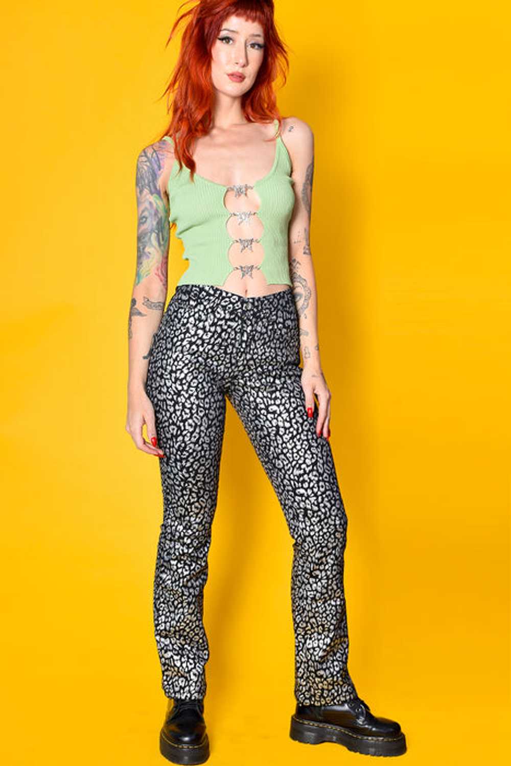 Deadstock Sonny Metallic Cheetah Print Flare Pants - image 2
