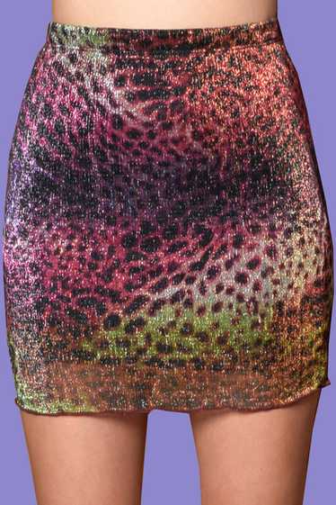 Liza Y2K Deadstock Leopard Metallic Skirt - image 1