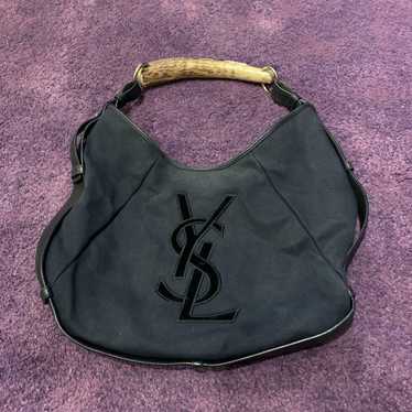 Yves Saint Laurent Mombasa Hobo Basket Bag Rafia Beige Horn Handle Ladies  YSL