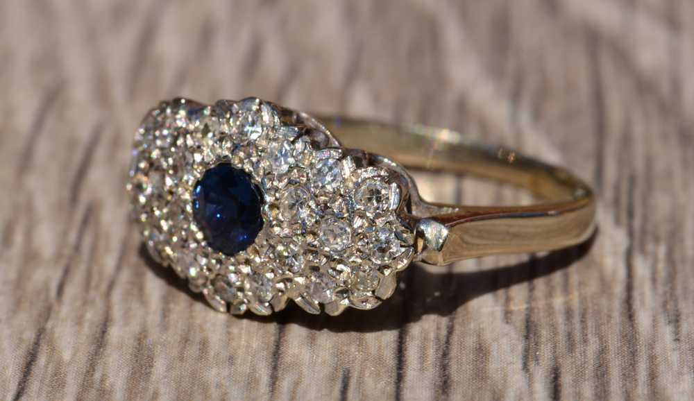 The Waverly: Antique Sapphire & Diamond Ring in W… - image 2