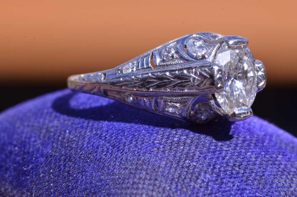 The Perkasie: Antique Oval Diamond Filigree Engag… - image 6