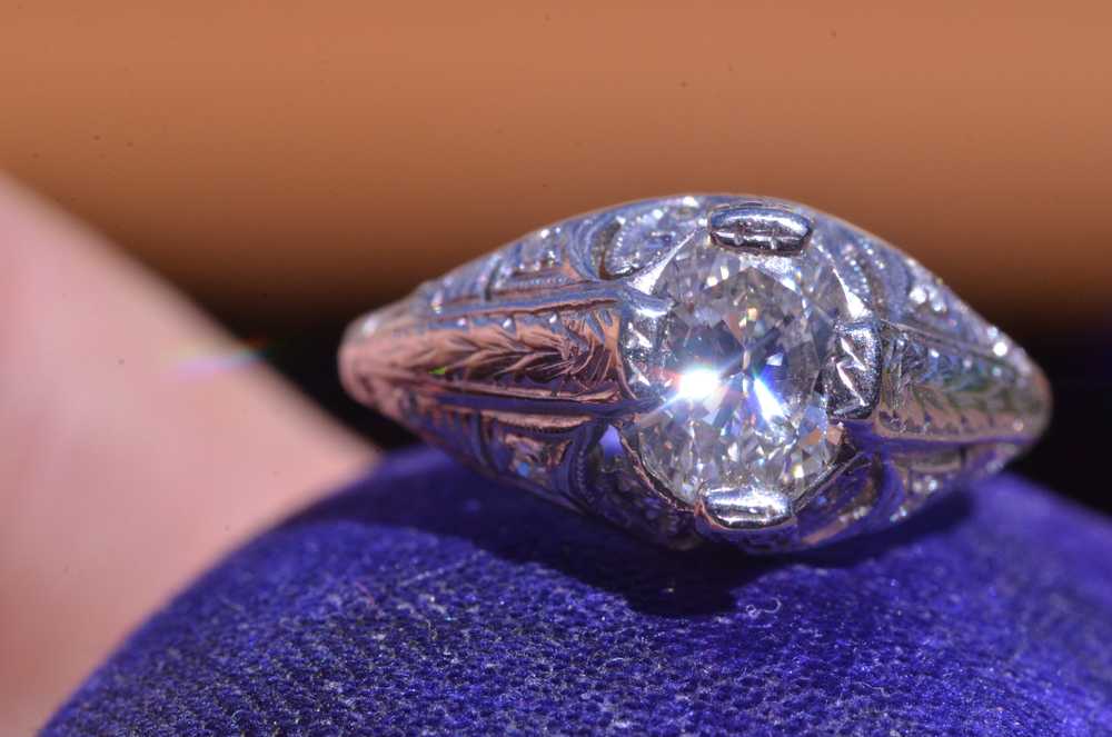 The Perkasie: Antique Oval Diamond Filigree Engag… - image 7