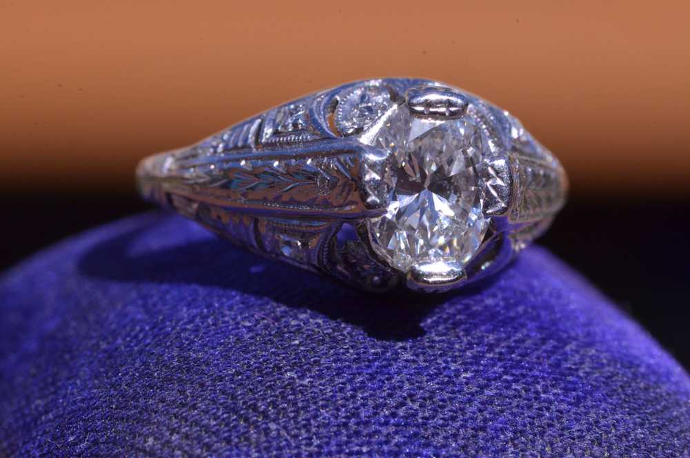 The Perkasie: Antique Oval Diamond Filigree Engag… - image 8