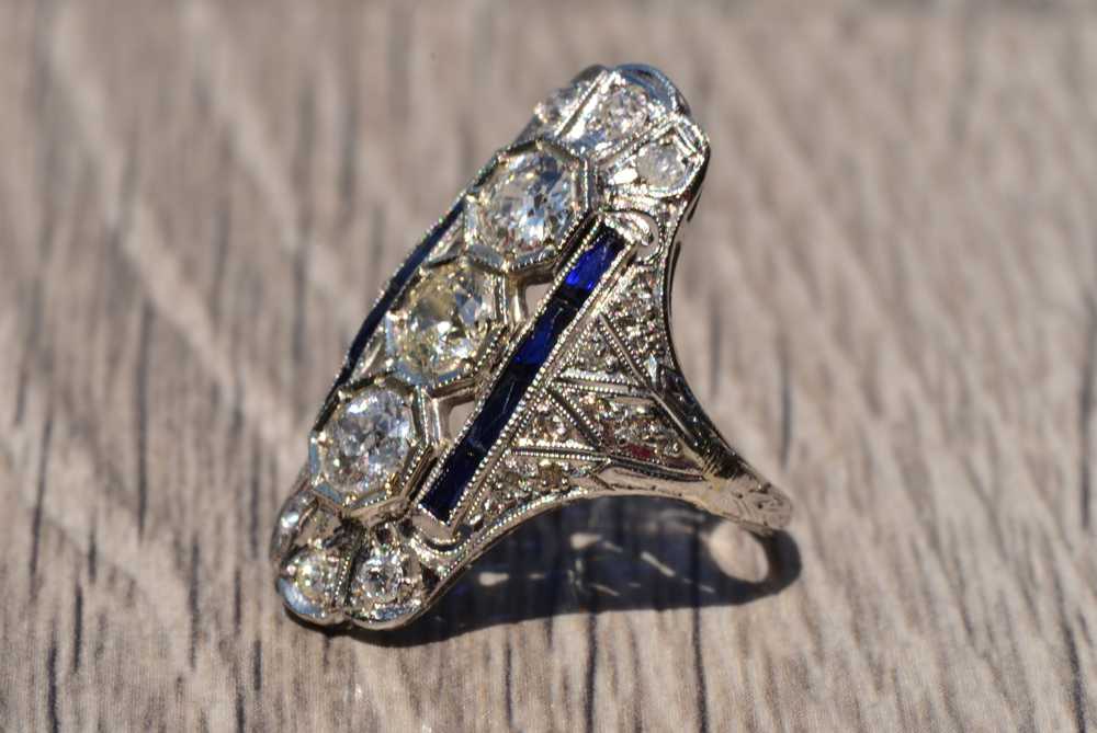 The Connecticut: Antique Filigree platinum ring s… - image 2