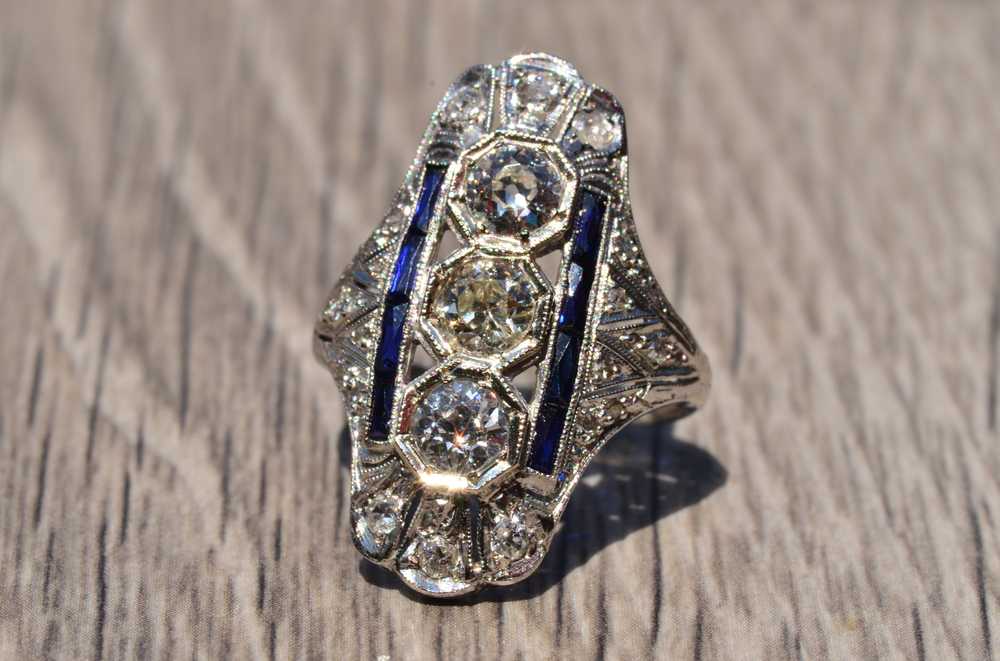 The Connecticut: Antique Filigree platinum ring s… - image 6