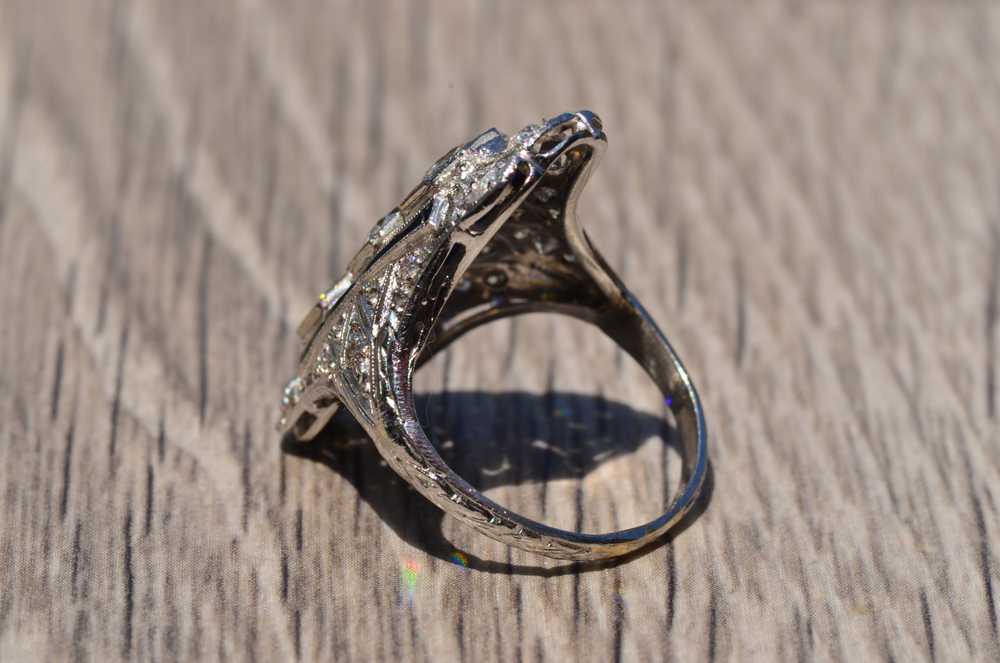 The Connecticut: Antique Filigree platinum ring s… - image 7