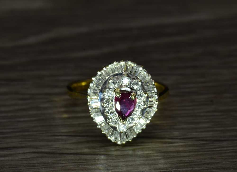 The Chicago: Two Tone Pear Shaped Ruby & Diamond … - image 2