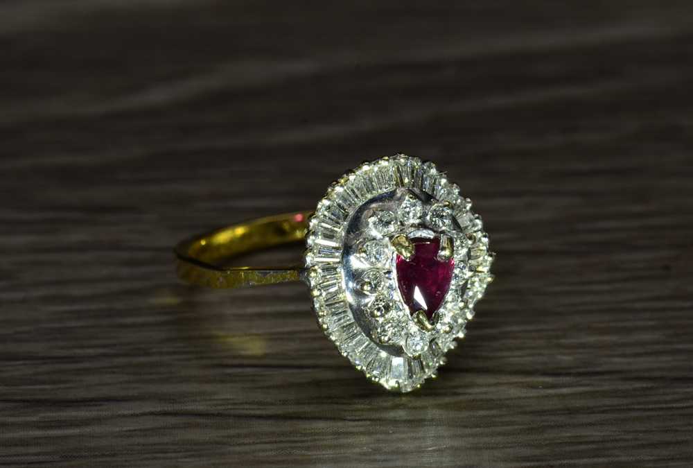 The Chicago: Two Tone Pear Shaped Ruby & Diamond … - image 3