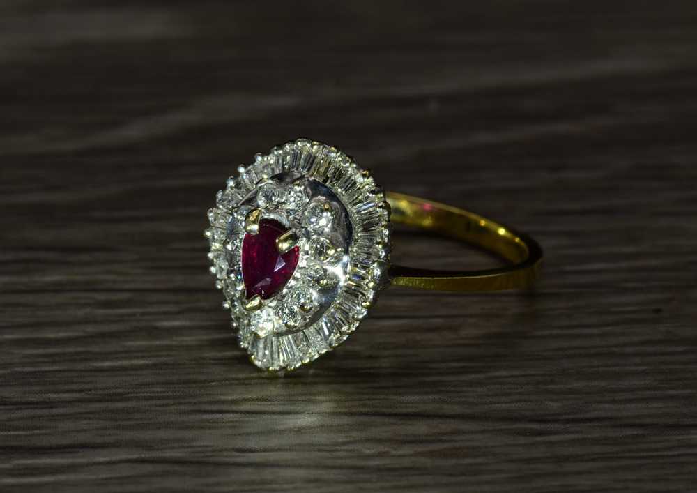 The Chicago: Two Tone Pear Shaped Ruby & Diamond … - image 5
