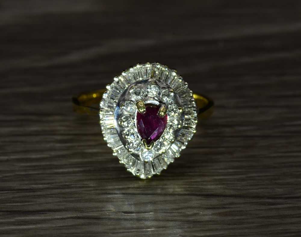 The Chicago: Two Tone Pear Shaped Ruby & Diamond … - image 6