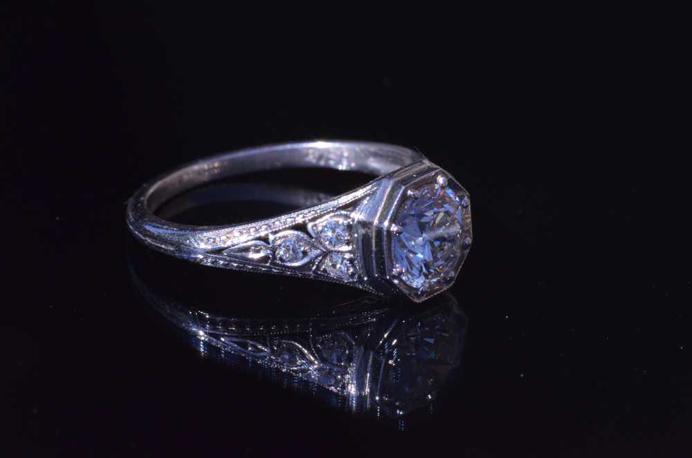 The Jessup: Antique Platinum Filigree Engagement … - image 2