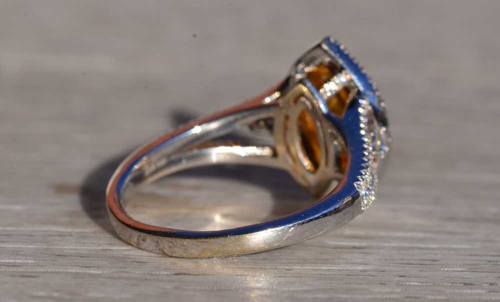 The Bayview: Custom Double Halo Navette Ring set … - image 2