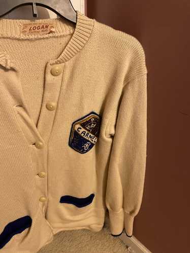 Vintage Cream Letterman Knit Cardigan