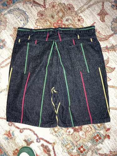 Vintage VTG 90s Vertical Striped Black Denim Short