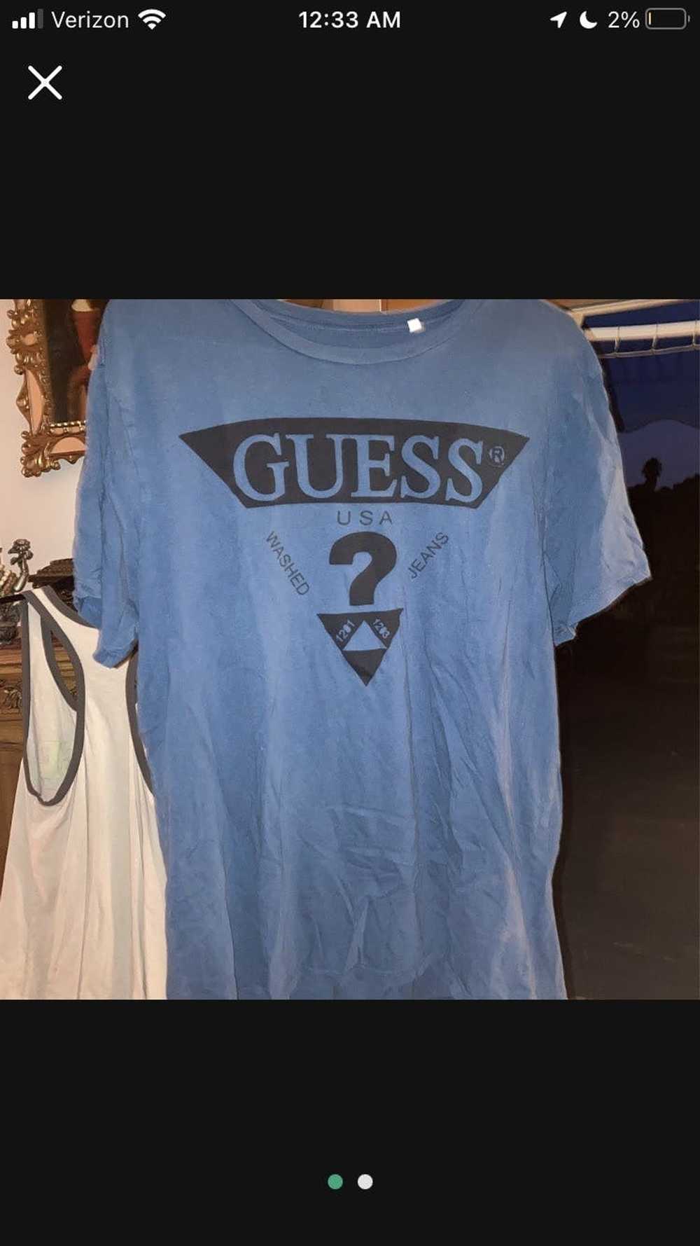 Guess *Rare* Guess T-Shirt Blue and Black Upside … - image 1
