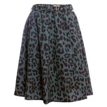Rika Green skirt with leopard print - image 1