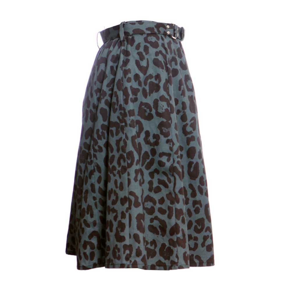 Rika Green skirt with leopard print - image 2