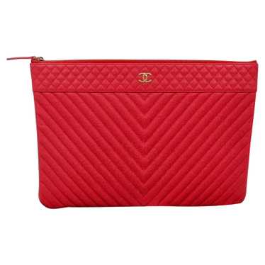 Chanel Clutch Bag Leather in Red - image 1