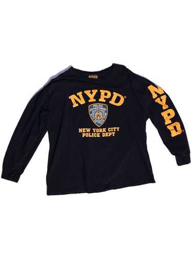 Vintage NYPD Long Sleeve T-Shirt Mens Blue & Yello