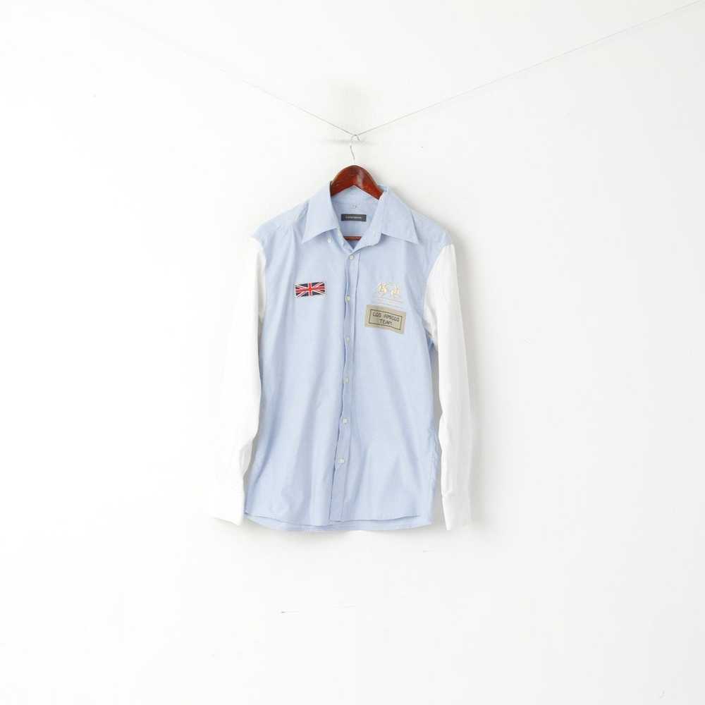 Other Paolo Monti Men S Casual Shirt Blue Cotton … - image 1