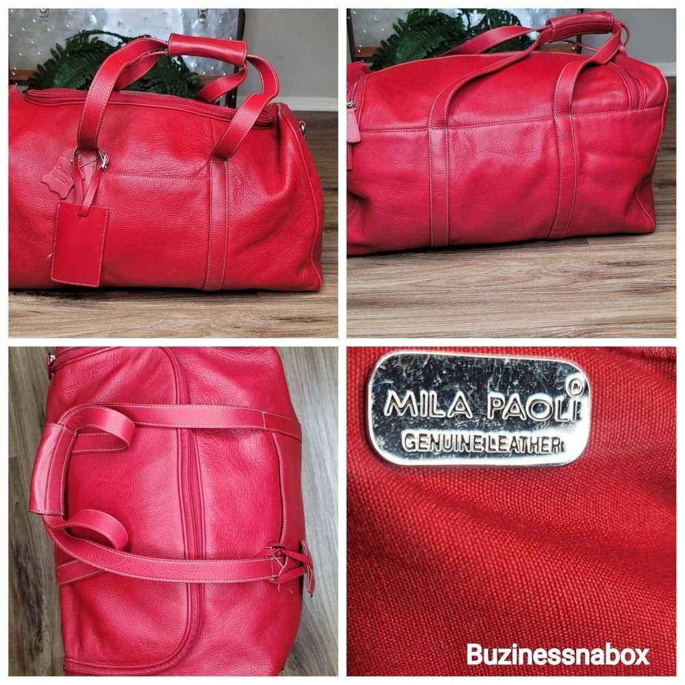 Other Vtg Mia Paoli Pebbled Leather Duffle Tote S… - image 1