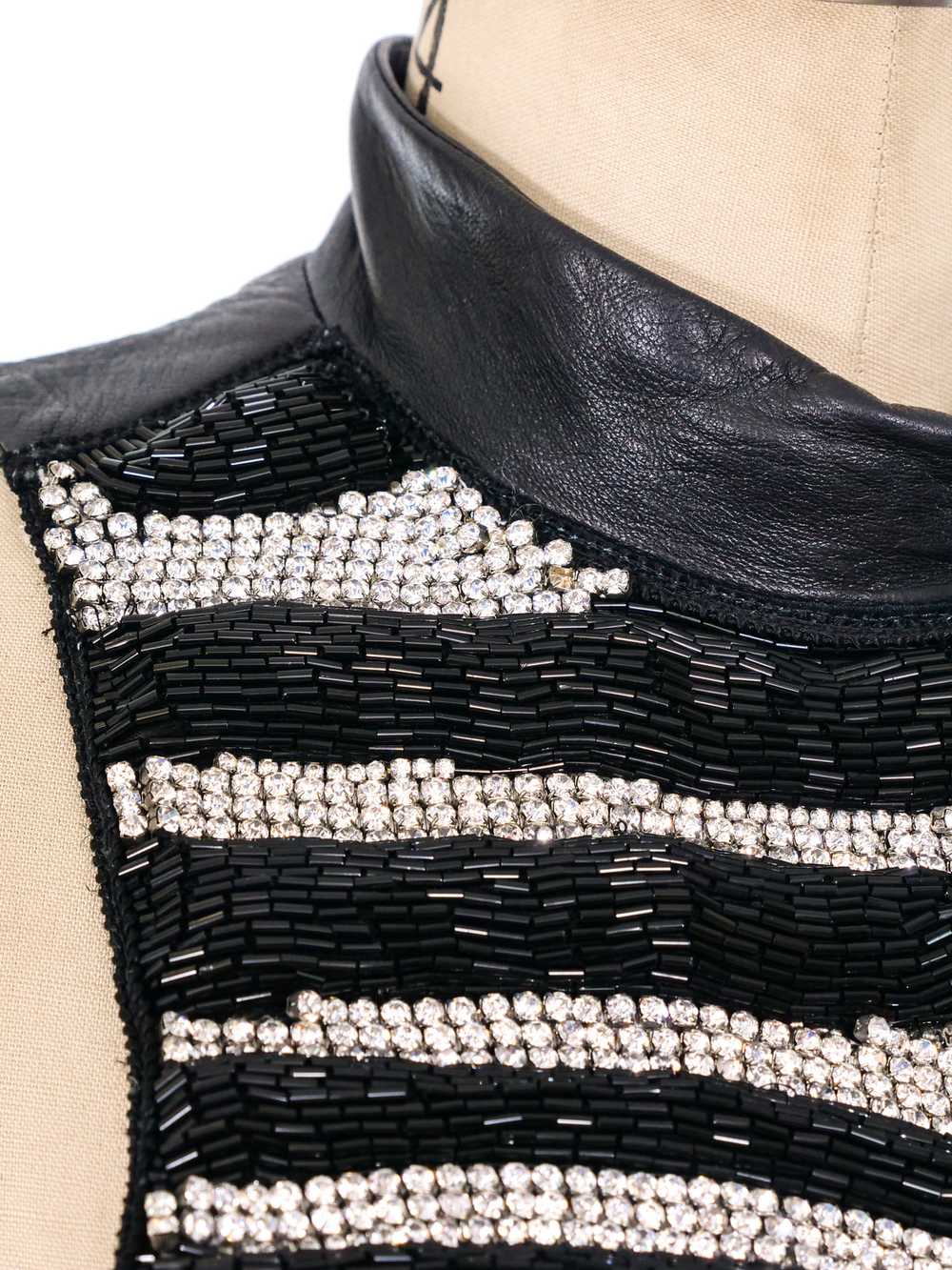 Balmain Embellished Leather Mini Dress - image 4