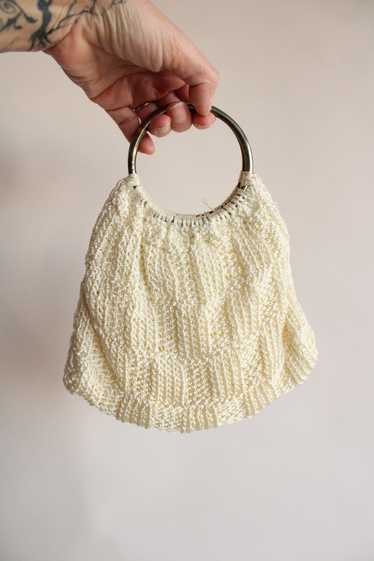 Vintage 1960s Ivory Knit Hand Bag - image 1