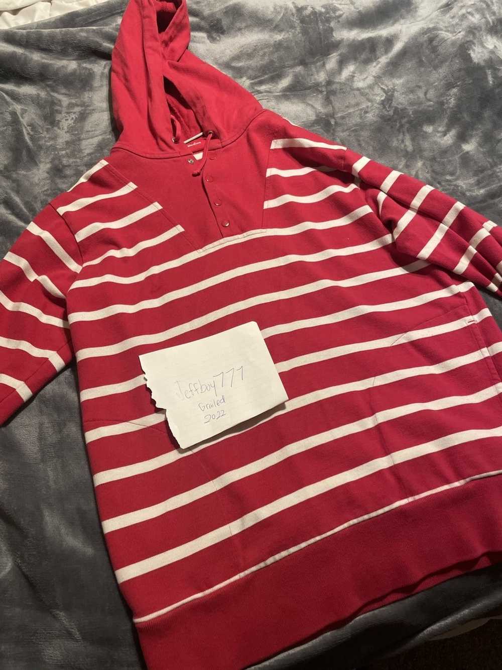 Supreme SUPREME RED STRIPPED HOODIE - image 1