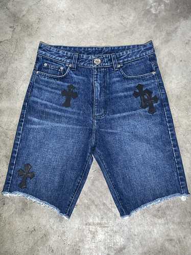 Chrome Hearts Cross Patch Cut-Off Denim Shorts