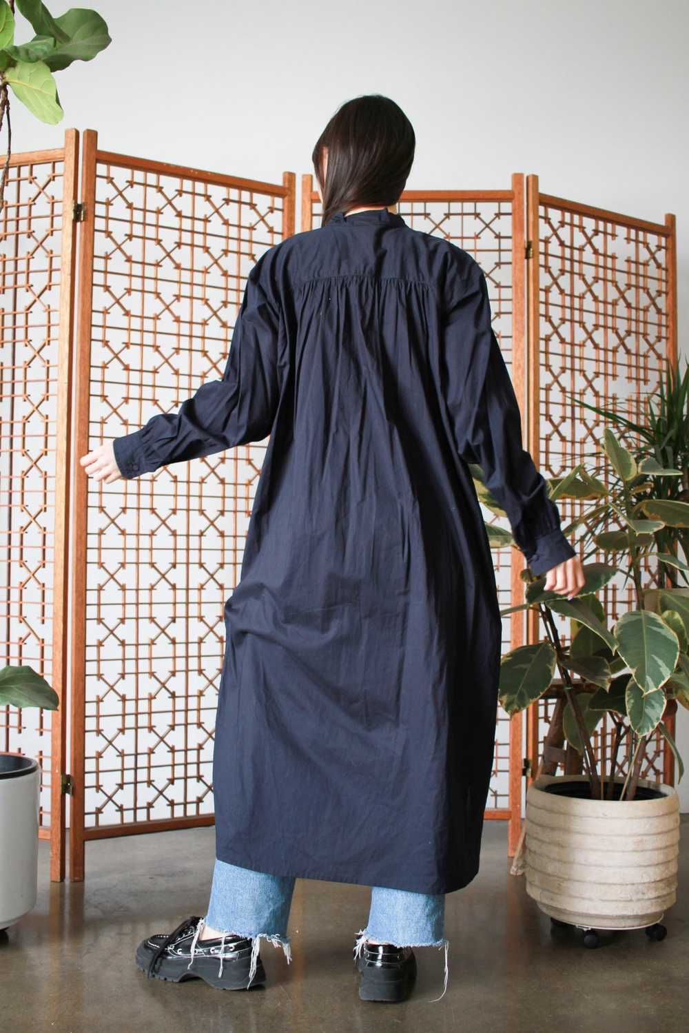 1990s Black Eskandar Brushed Cotton Dress - image 10