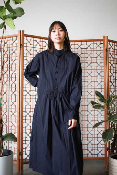1990s Black Eskandar Brushed Cotton Dress - image 1